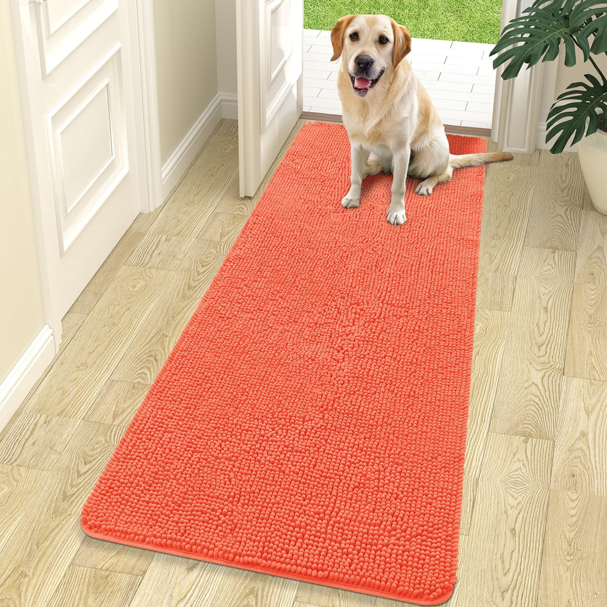 OLANLY Dog Door Mat for Muddy Paws 70x24, Super Absorbent Chenille Mud Mat