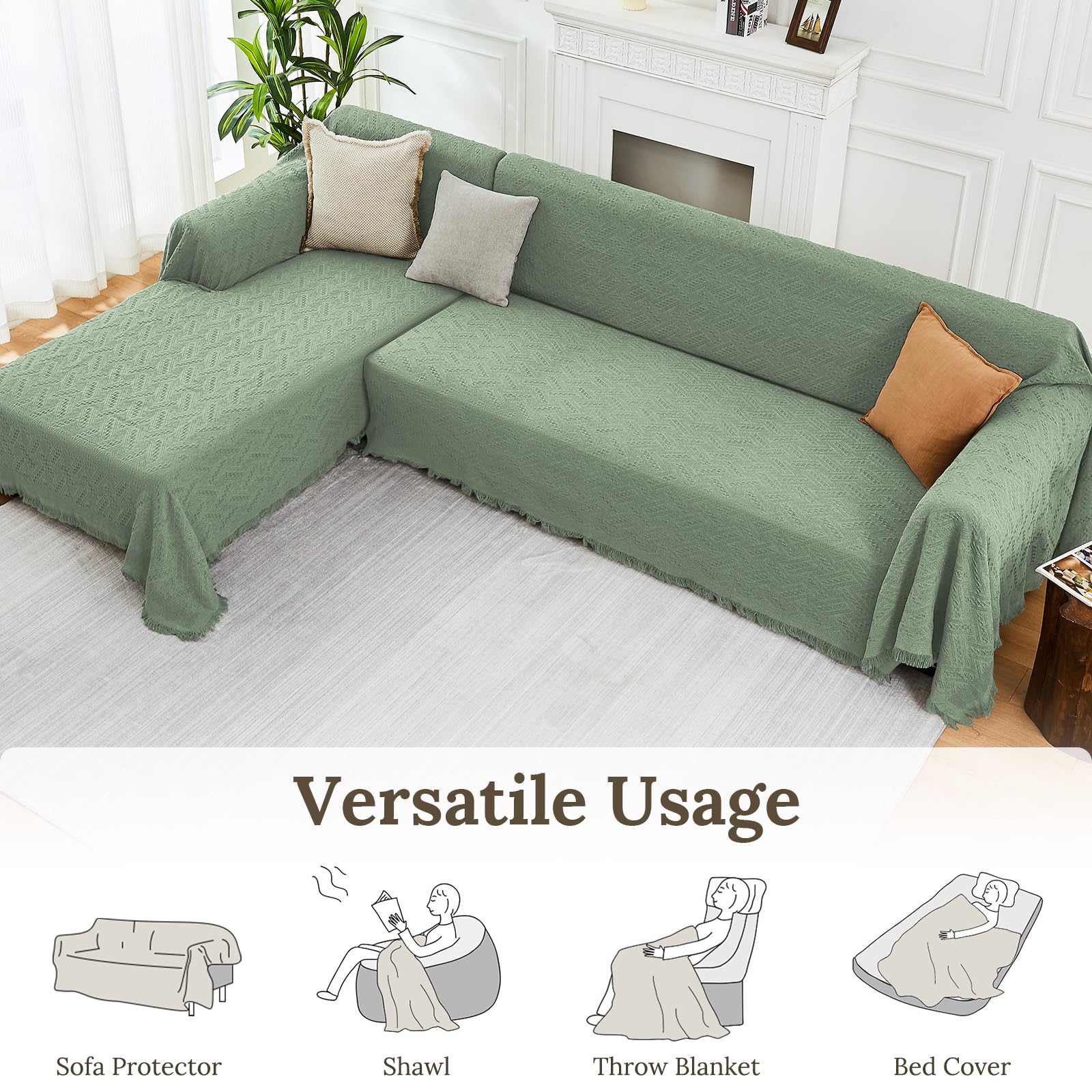 HOMERILLA 2 Piece Sectional Couch Cover for L Shape Sofa Sage L