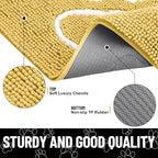 Smiry Dog Door Mat for Muddy Paws, Absorbent Dirt Trapper Non Slip Quick Dry Washable Chenille Mat for Mud Dogs, Entry Rug for Indoor and Outdoor (30x20 Inches, Yellow and White)