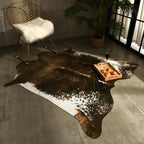 AROGAN Faux Cow Print Rug Large (4ft x 3ft) - Cow Print Area Rug with No-Slip Backing, Large Animal Skin Rugs for Living Room, Offfice, Room Decor, Saddle Brown