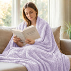 Exclusivo Mezcla Soft Fleece Bed Blanket King Size, 90”x104”, Lilac Purple