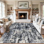 PLHXFR Area Rug Living Room: 4x6 Abstract Washable Carpet Black Gold