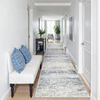Restydon 2x12 Runner Rug Non Slip,Washable Hallway Runner Rug,Blue