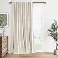 Guken Extra Wide 100% Blackout Linen Curtains for Bedroom 96 Inch Long Ceiling to Floor 8 FT Natural Cream Black Out Curtain Back Tab Room Darkening Window Drapes 1 Pane Beige Ivory 60x96