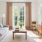 Nanspring Peach Linen Curtains 84 inches Long for Living Room Back Tab Luxury Light Filtering Privacy Sheer Curtain Modern Farmhouse Decor Boho Cotton Textured Gauze Drapes for Bedroom 2 Panels