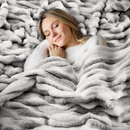 BEDELITE Fleece Throw Blanket for Couch - 300GSM Soft & Warm Fluffy Tie-dye Grey Blanket, Decorative and Giftable Striped Blankets for Women, Men, 50"x60"