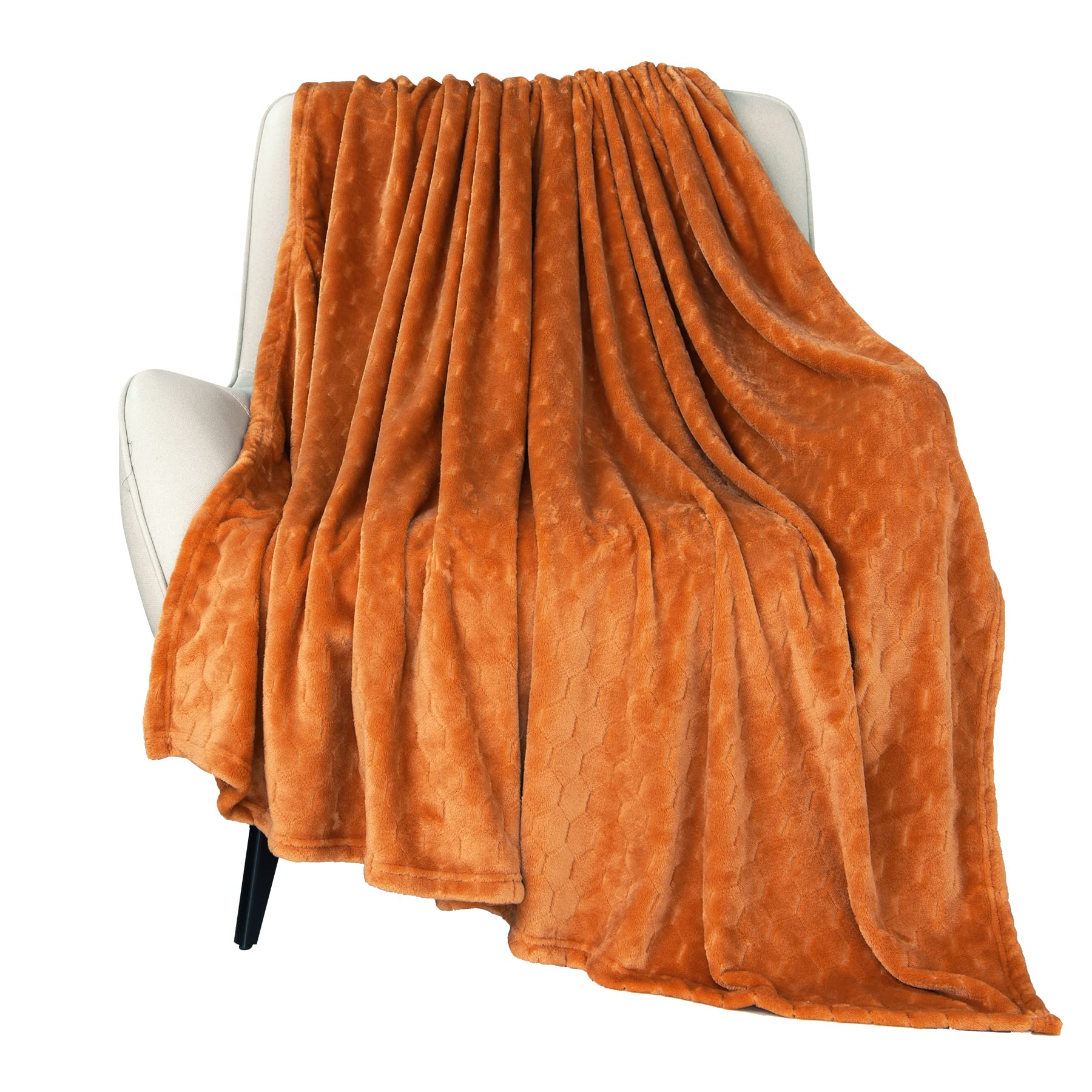 TOONOW Fleece Blanket Super Soft Cozy Throw Blanket 50" x 60", Lightweight Fuzzy Comfy Textured Flannel Blanket Warm Plush Throw Blankets for Couch, Sofa, Bed, Pumpkin