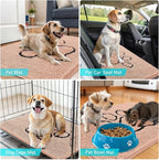 OLANLY Dog Door Mat for Muddy Paws 36x24, Paw Print Design, Absorbs Moisture and Dirt, Absorbent Non-Slip Washable Doormat, Quick Dry Chenille Mud Mat for Dogs, Entry Indoor Entryway Carpet, Peach