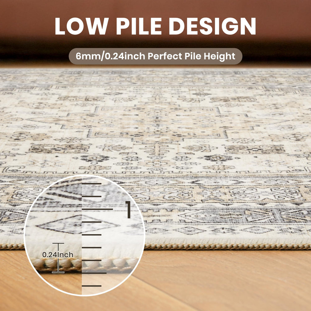 zesthome 2x6 Runner Rug Non Slip,Washable Hallway Runner Rug,Beige