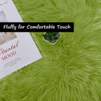 Goolela Lime Green Sheepskin Rug 2x6 Fluffy Fuzzy Furry Runner for Bedroom Bedside Soft Faux Fur Shaggy Sheepskin