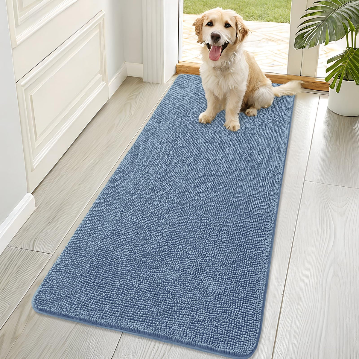 OLANLY Dog Door Mat for Muddy Paws 70x32, Super Absorbent Chenille Mud Mat