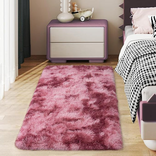 Ailyei Fluffy Shag Runner Rugs for Bedroom Hallways, 2x8 Grey Long Soft Throw Area Rug Non Slip for Bedside Dorm, Shaggy Furry Carpet for Nursery Living Room Home Decor — 2' x 4' (1 pc)