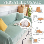 HANDONTIME Couch Cover for Sectional Sofa L Shape Light Green Cute Chenille Pet Couch Cover with Lace, Machine Washable, 71" X150