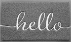 CozyBounty Door Mat Hello Mats Outdoor Indoor Non-Slip Doormat for Entryway Low-Profile Floor Mat for Yard, Garage, High Traffic Areas (36"x24", Grey)