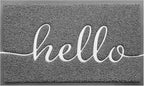 CozyBounty Door Mat Hello Mats Outdoor Indoor Non-Slip Doormat for Entryway Low-Profile Floor Mat for Yard, Garage, High Traffic Areas (30"x17.5", Grey)