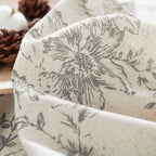 jinchan Grey Floral Linen Light Filtering Curtains for Living Room 90 Inches Long