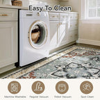 Lofus 5x7 Area Rugs for Living Room and Bedroom, Machine Washable Rug for Kitchen Office, Non Slip Low Pile Carpet for Kids and Pets, Vintage Boho Soft Carpets, Beige Orange
