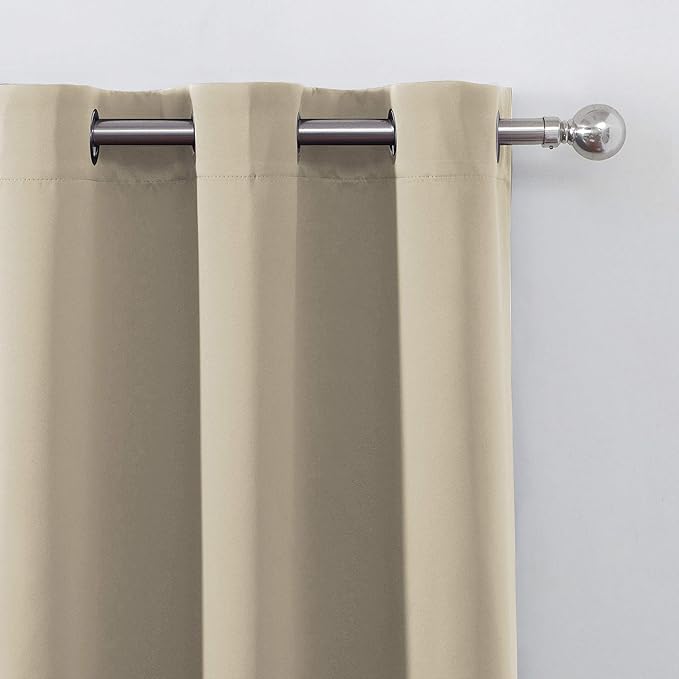 LEMOMO Beige Blackout Curtains/52 x 108 Inch/Set of 2 Panels Room Darkening Curtains for Bedroom
