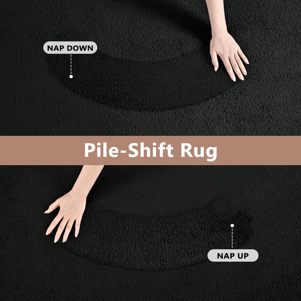 5x7 Pure Black Area Rug Non-Slip Washable Soft Thin for Living Room Bedroom