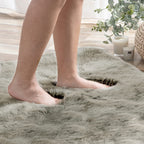 Ashler Faux Fox Fur Rug, Green White Brown Fluffy Rug, 3x5 Rectangle Rugs, Ultra Soft Shaggy Area Rugs for Bedroom, Fuzzy Carpets for Living Room, Sofa
