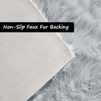 Goolela Grey Round Rug 4ft Fluffy Circle Fuzzy Furry Carpet for Bedroom Bedside Living Room Faux Sheepskin Fur Plush
