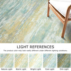 KOZYFLY Modern Abstract Runner Rugs 2x6 Light Green Yellow Machine Washable Area Rug for Bedroom Non-Slip Living Room Rug, Faux Wool Soft Low Pile Office Carpet for Bedroom, Kitchen Bathroom