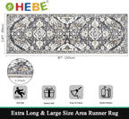 HEBE Hallway Runner Rug 2'8''x8' Washable Vintage Distressed Area Rugs Non Slip Laundry Rug Runner Boho Floor Carpet Runners for Hallways Entryway Laundry Room Kitchen Bathroom