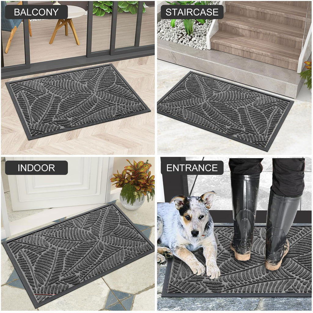 Colorxy Waterproof Front Doormat, Sturdy Natural Rubber Door Mat, 59x34