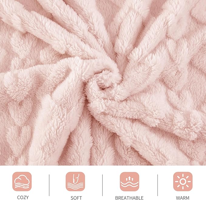 Aganear Flannel Throw Blanket - Cozy Soft Lightweight Fuzzy Portable Throw Blankets, Boho Decor for Home, Warm Gifts for Birthday, Christmas, Halloween, Housewarming(50"x60", Pink)