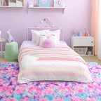 Tepook Soft Rainbow Rug for Girls Room 6x9 Feet, Cute Fluffy Girls Bedroom Area Rug, Shaggy Princess Rug Colorful Carpet for Kids Teens Toddler Playroom Nursery Reading Nook, Hot Pink