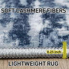 9x12 Area Rugs Washable Rug: Modern Abstract Living Room Rug Soft Anti-Skid Thin Carpet Indoor Floor Non-Shedding Carpets for Bedroom Dining Room Farmhouse Nursery Home Office Blue Grey