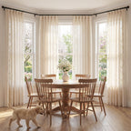 jinchan Floral Linen Curtains 84 Inch Farmhouse Backt Tab 2 Panels Ivory