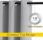 NICETOWN Blackout Silver Grey Living Room Curtains - Grommet Solid Thermal Insulated Sound Reducing Room Darkening Privacy Doorway Curtains for Bedroom (2 Panels, W52 x L78)
