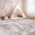 UERMEI 8x10 Washable Area Rug - Neutral Modern Abstract Living Room Rugs, Non-Slip Soft Large Indoor Floor Carpet for Bedroom Home Office & Under Dining Table Decor, Pink Grey