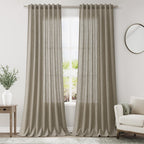 Mocha Linen Curtains 90 Inch Length 2 Panels Set for Living Room Rod Pocket Back Tab Window Drapes Light Filtering Modern Farmhouse Curtain 90 Inches Long for Dining Room Bedroom Nursery 52x90