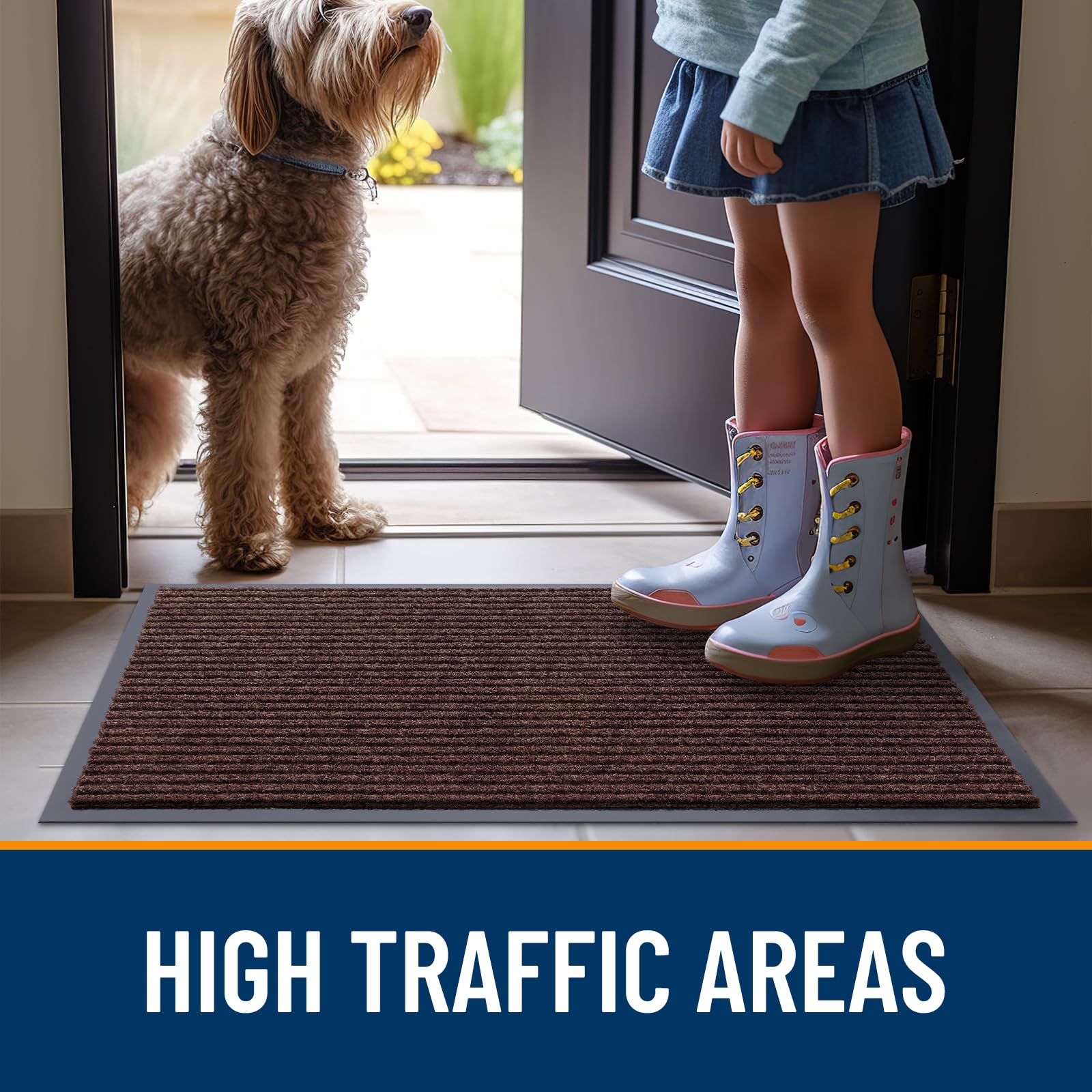 OLANLY Front Door Mat 47x34, Waterproof Heavy-Duty Indoor Outdoor Doormat