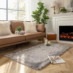 Ashler faux fur rug, Fluffy Shaggy Area Rug Ultra Soft 3 x 5 Feet Rectangle Fur Rug Grey Fuzzy Rug Machine Washable Shag Rug, Nursery Decor Throw Rugs for Bedroom, kids room, Living Room