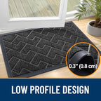 OLANLY Front Door Mat Indoor Outdoor Entrance, Waterproof All-Season, All-Weather Doormat, Sturdy Natural Rubber, Low Profile, Easy Clean Patio Porch Entryway Mat, Herringbone Brick (Black, 71x47)