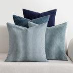 MIULEE Summer Throw Pillow Covers 18x18 Inch Set of 4 Western Neutral Decorative Cushion Covers Soft Boho Farmhouse Modern Coastal Spring Decor for Couch Bed Sofa Living Room Dark Blue Navy Series