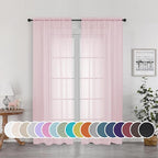 OWENIE Sheer Curtain 72 Inches Long 2 Panels Set, Elegant Airy Transparent Rod Pocket Sheer French Door Curtains & Drapes for Living Room Bedroom, Blush Sheer Window Treatments, 42WX72L inch