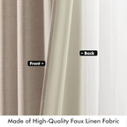 MIULEE 100% Blackout Linen Curtains for Bedroom, Beige Solid Luxury Decor Thermal Insulation Room Darkening Drapes for Living Room Nursery Back Tab Rod Pocket 42 x 108 Inches, 2 Panels