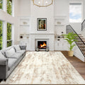 5x7 Area Rugs for Living Room: Washable Abstract Beige Grey Badroom Carpet