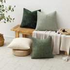 MIULEE Pack of 4 Couch Throw Pillow Covers 18x18 Inch Neutral Green Soft Decorative Chenille Pillow Covers Farmhouse Accent Cushion Covers for Boho Spring Home Decor Sofa Bedroom Living Room