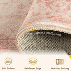 RELEANY Washable Area Rug, Runner 2'x6', Pink/Light Vintage Pink
