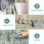 Madane Hallway Runner Rug 2x12, Extra Long Washable Runner Rugs with Rubber Backing, Non Slip Carpet Runner for Hallway, Vintage Rug Runners for Kitchen Laundry Room Entryway (Green, 2'x12')