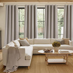 NICETOWN Faux Linen Angora Blackout Curtains 84 inches Long for Living Room - Privacy Panels for Bedroom, Modern Farmhouse Style Easy Care Grommet Top, 2 Panels, W52 by L84