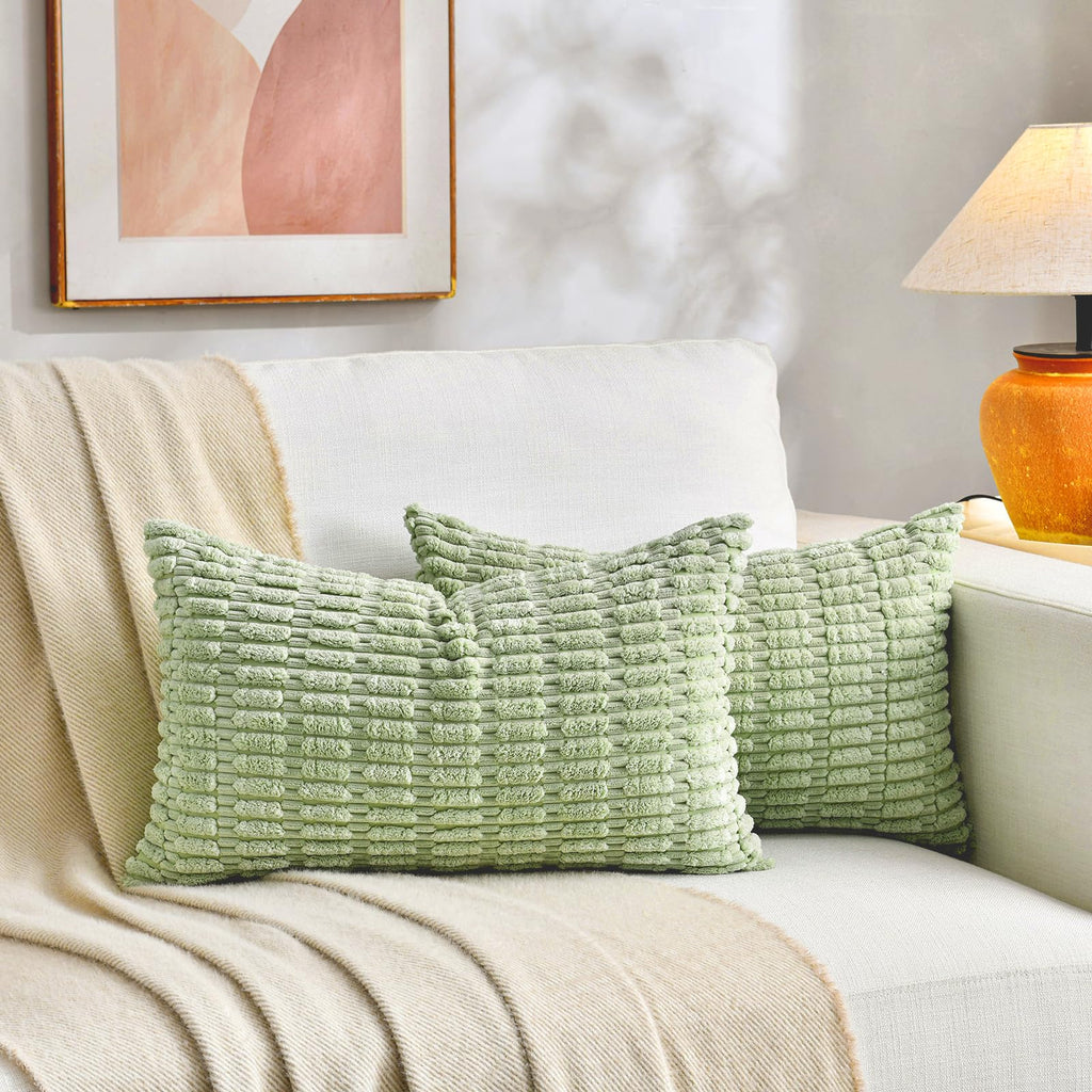 Fancy Homi 4 Packs Decorative Throw Pillow Covers for Living Room Couch Bed, Modern Farmhouse Boho Home Décor Accent Cushion Case, 20" x 12", Yellow Green Series