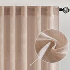 MIULEE Natural Beige Linen Curtains 108 Inches Long 2 Panels for Bedroom Living Room, Soft Linen Textured Window Drapes Semi Sheer Light Filtering Back Tab Rod Pocket Farmhouse Burlap Look Decor