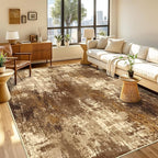 Washable Area Rugs 2'x6' Non-Slip Modern Abstract Soft for Living Room Entryway Bedroom Nursery, Print Pattern, Brown Tan Beige Coffee