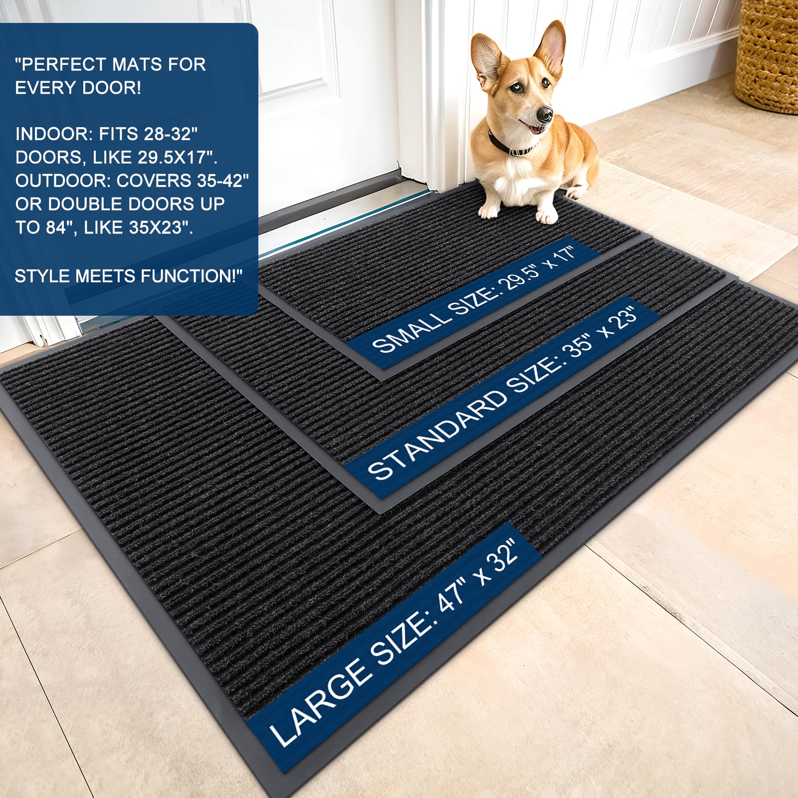 OLANLY Front Door Mat 47x32, Waterproof Heavy-Duty Indoor Outdoor Doormat
